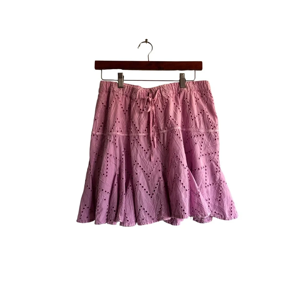 Easel Take A Stroll Eyelet Skirt Lilac Rose Purple Boho Mini Medium NWT